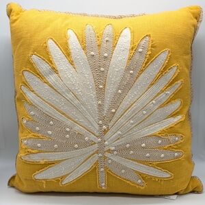 Kirkland's Home Yellow Tan Leaf Embroidered Accent Pillow